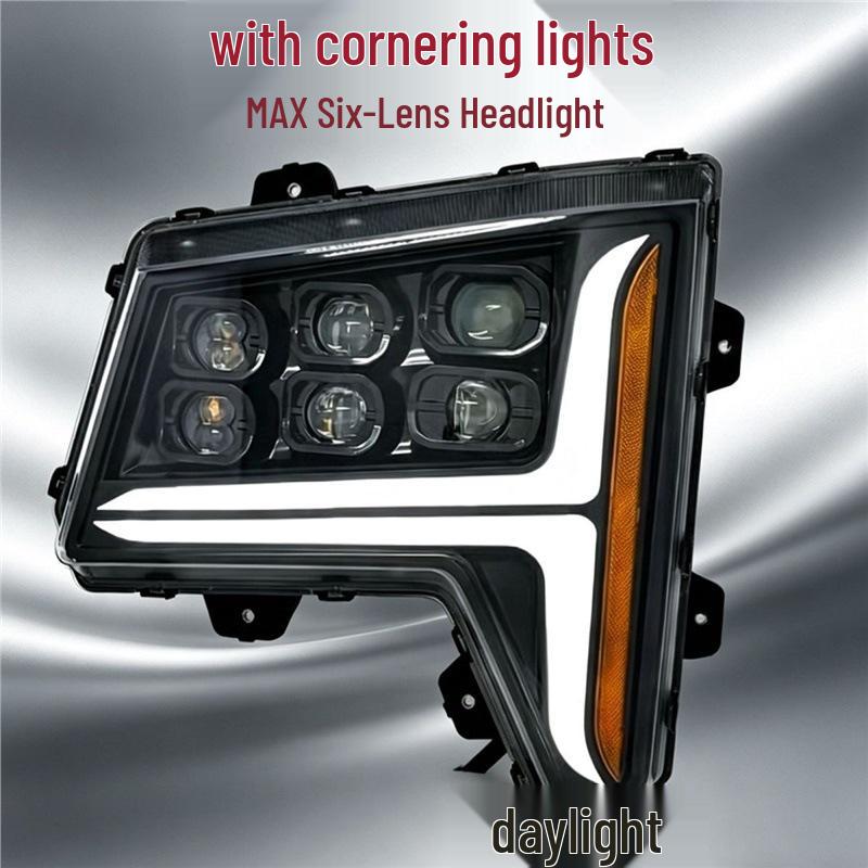 Compatible with Sinotruk Howo MAX: Ultra-Bright All-LED Matrix Headlight Assembly with Six-Lens Laser. Left