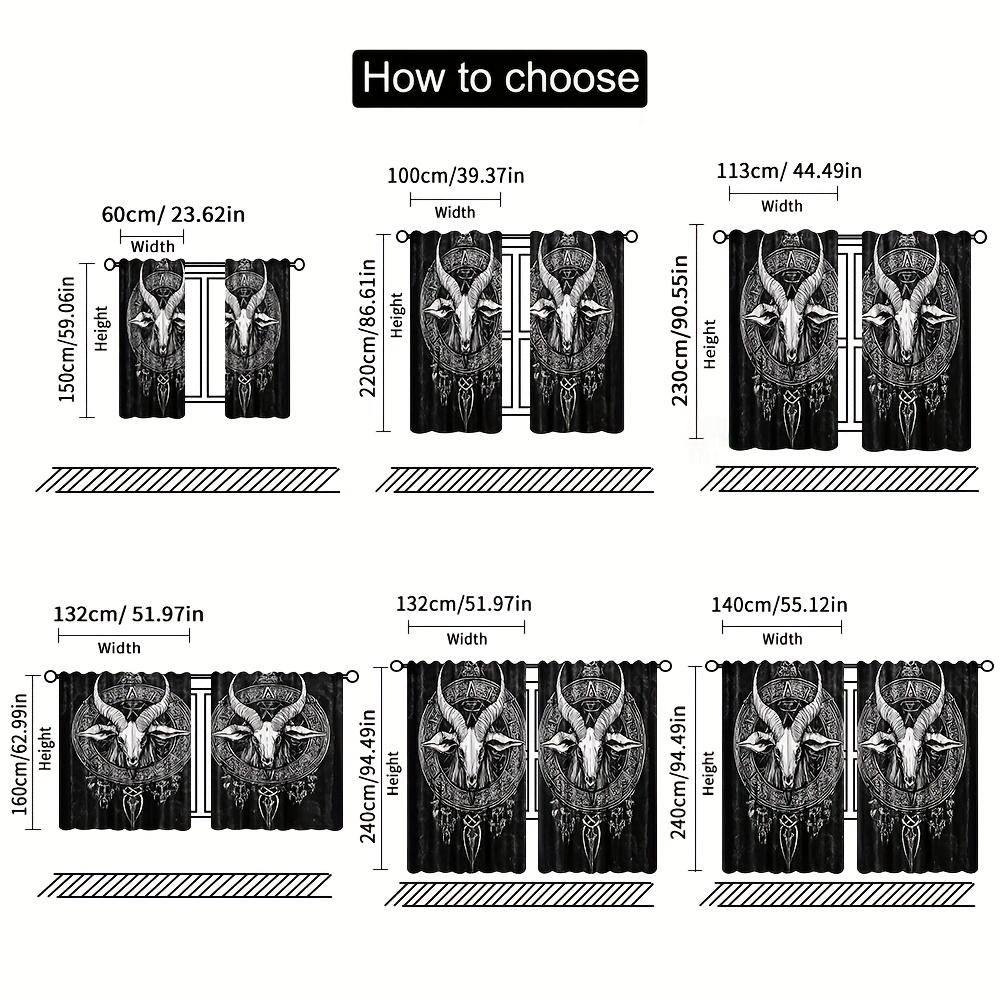 Artistic Modern Baphomet Curtains Light Filtering Design Bedroom Living Room Dining Study Curtain With Rod Pocket Blackout Polyester Perfect For Area