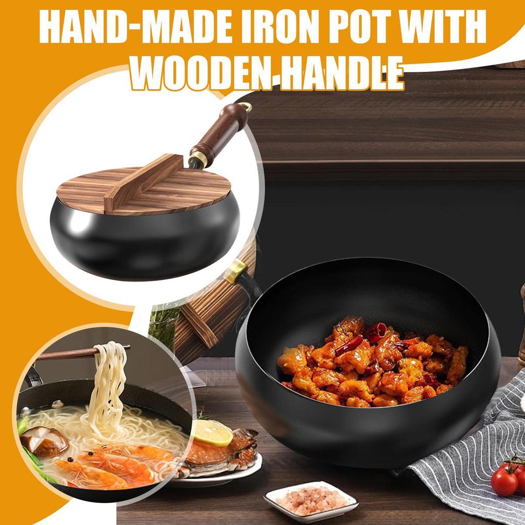 new Cast Iron Skillet Non Coated Camping Cooker Soup Pot Outdoor Cooking Pan Stew Stock Pots Kitchen Dining Bar Household Iron