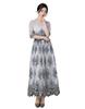 EightSTAR Party Guest Piano Adult Formal Guest Relatives Dress, Dress, Wedding, Long, A-Line, Dress, Recital, Dress, Gray, Sleeves, Dress, (JP,