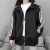 Women's 2024 Spring/Summer Korean-Style Black Three-Bar Baseball Jacket - Lightweight, Loose Fit for Students