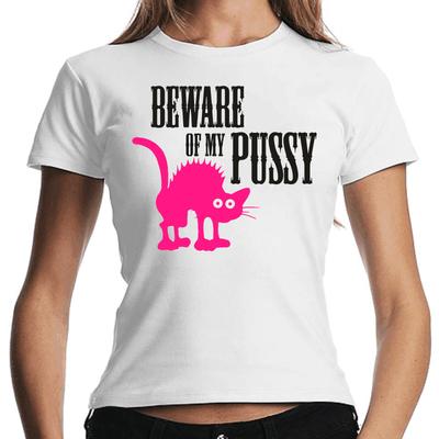Beware Of Mio Pussy Cat Cat Said Comedy Fun Women Girlie T-Shirt Mens Womens Tees Top