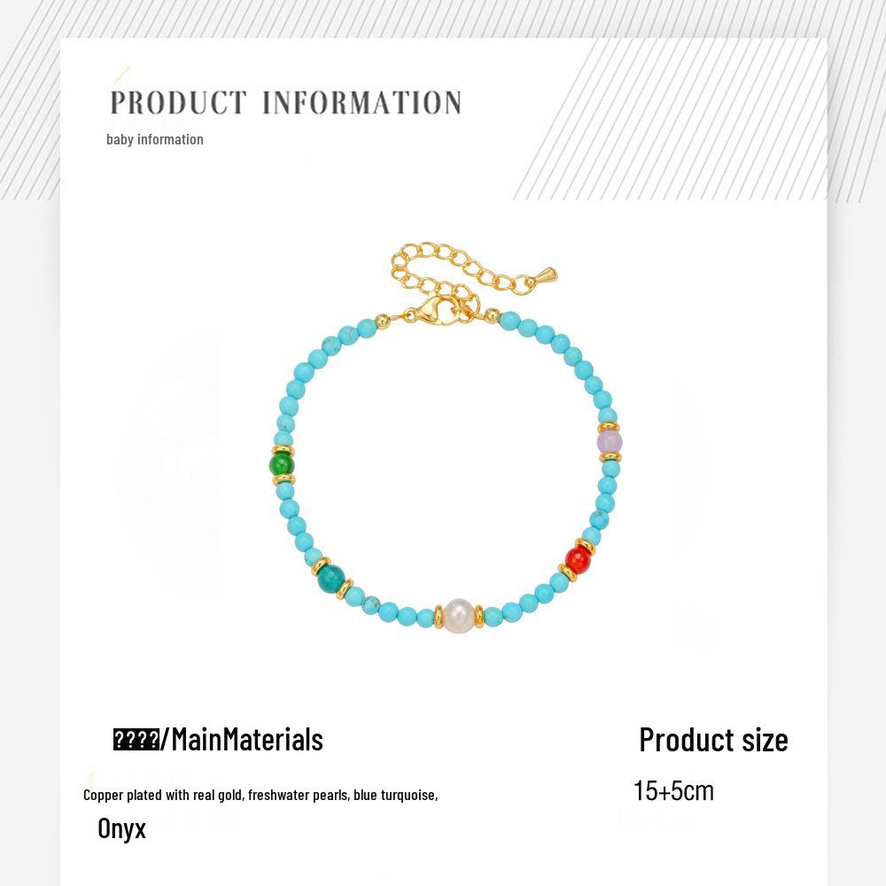 Brățară Colier din Piatră Naturală și Perle de Apă Dulce - Bijuterii cu Turcoaz Albastru și Agat Roșu pentru Femei