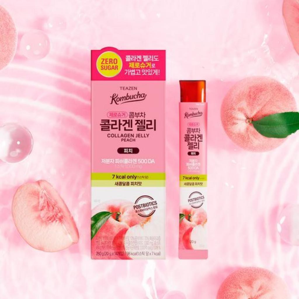 

[TEAZEN] Kombucha Collagen Jelly Peach 14 Packs (14-day supply)