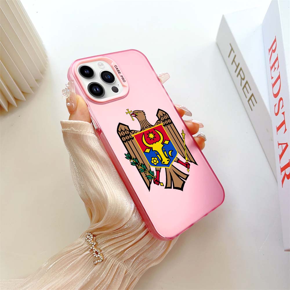 N21 Moldavský státní znak Soft Border obal na telefon pro Apple iPhone 15 14 13 Pro Max 11 12 XR XS Max 7 8 Plus pevný zadní kryt