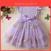 Sommer-Mädchen-Netzkleid mit Blumenstickerei und Schleife für Kleinkind-Mädchen