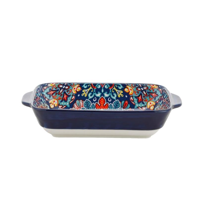 Bohemian Egg-shaped Ceramic Baking Pan Pasta Plate Fruit Salad Plate Colorful Combination Set, 9 Inch