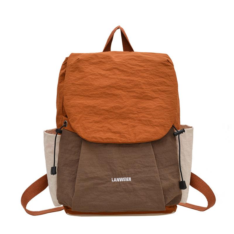 Schoolbag1011 New Splicing Contrasting Color Backpack Korean Version Drawstring Versatile Student Schoolbag Women's Anti-splashing Leisure Sports Bag
