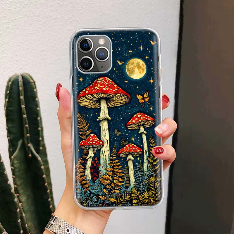 Colorful Mushroom For iPhone 17 Air 16 15 14 Plus 13 Mini 12 11 Pro Max Phone Case 16E 7 Print 8 SE Fundas Cover Soft Coque 16 1
