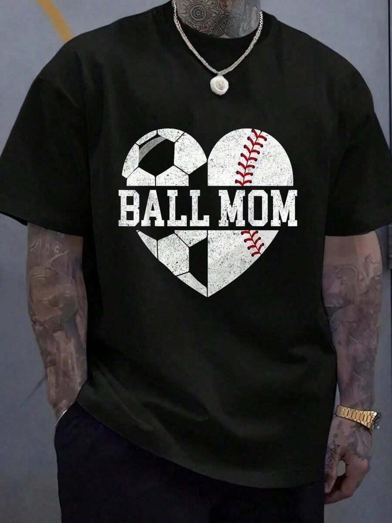 Ball Mom Shirt Heart Funny Baseball Soccer Unisex T-Shirt