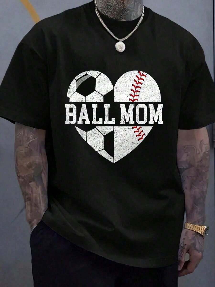 

Ball Mom Shirt Heart Funny Baseball Soccer Unisex T-Shirt M