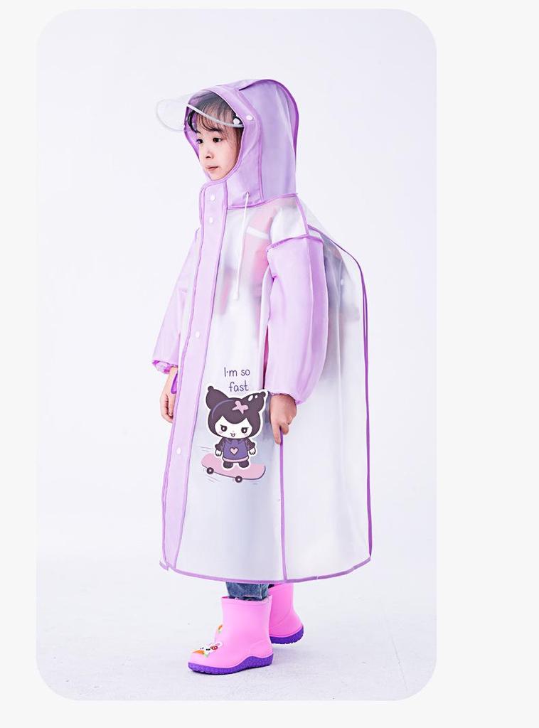 Children's Cartoon Raincoat with Backpack Slot - Large, Full-Body for Primary Students
