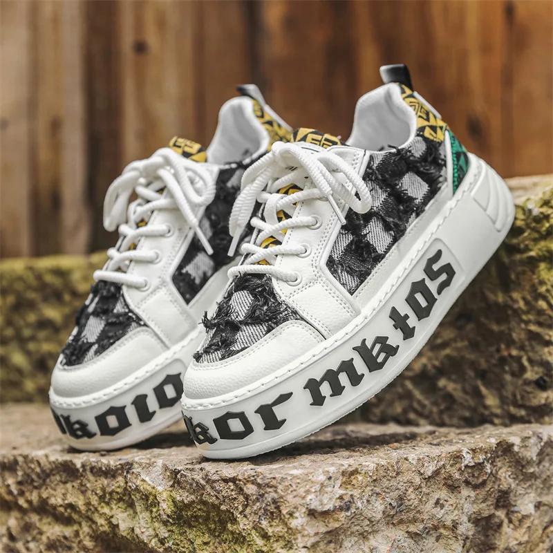 

Модные мужские парусиновые туфли, осенние новые дышащие модные туфли на толстой подошве, увеличивающие рост, со шнуровкой, удобные повседневные спортивные туфли на платформе 44 чёрный