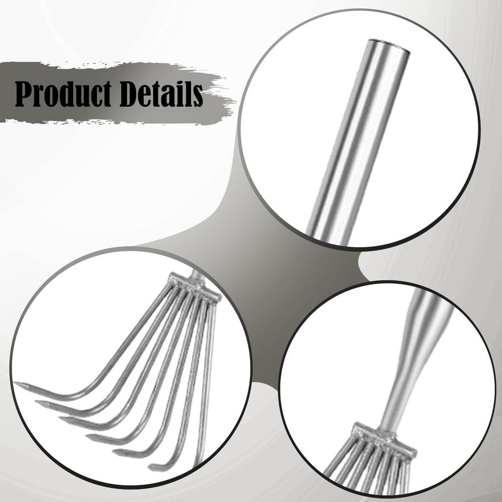 Hand Rake Portable Firm Grip Compact Stainless Steel Garden Rake Claw Rake Cultivator for Loosening Soil Beach Weeding Planting