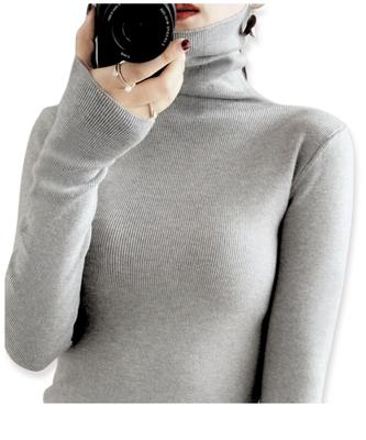 Slim Fit High Neck Sweater for Lightweight High Tight Long Cashmere Office Simple [Dep Club] Women, Turtleneck, Neck, Fit, Sleeves, Fall/Winter Top,