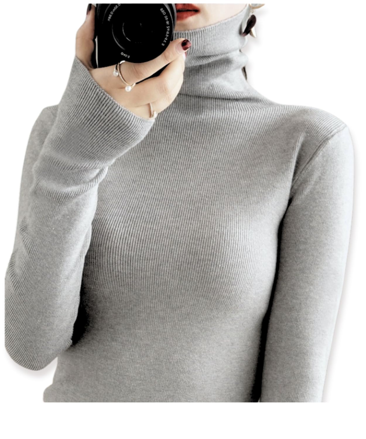 

Slim Fit High Neck Sweater for Lightweight High Tight Long Cashmere Office Simple [Dep Club] Women, Turtleneck, Neck, Fit, Sleeves, Fall/Winter Top, сірий колір