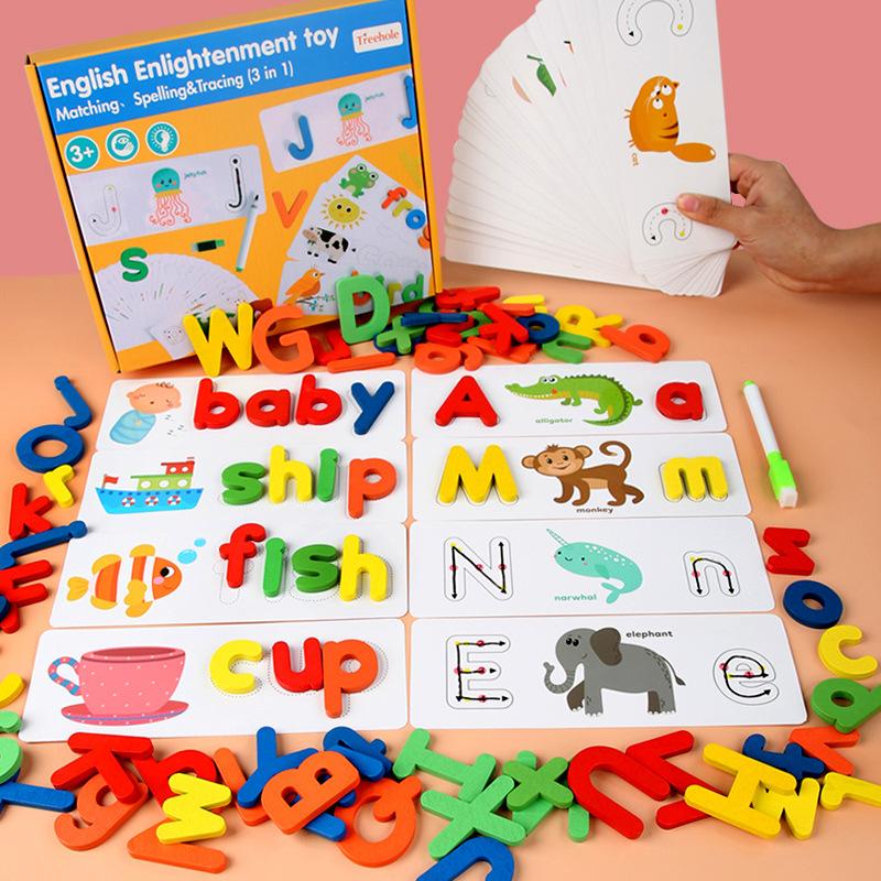Baby Early Education Educational Toys, Uppercase And Lowercase English Letters, Pinyin, Picture Recognition, Cognitive Card Wooden