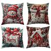 Christmas Throw Cover 2D Printed Linen Decorative Cushion Case for Sofa Holiday Home Decor