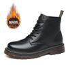 Fashion thick-soled Martin boots men's autumn high-top tooling short boots fleece warm soft-soled boots tide