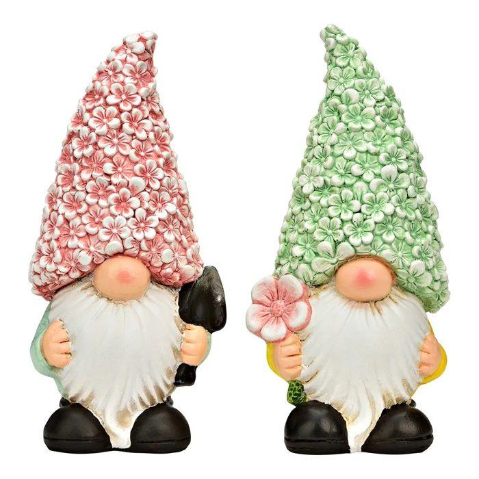Lot de 2 décorations nains de jardin en magnésie 21cm
