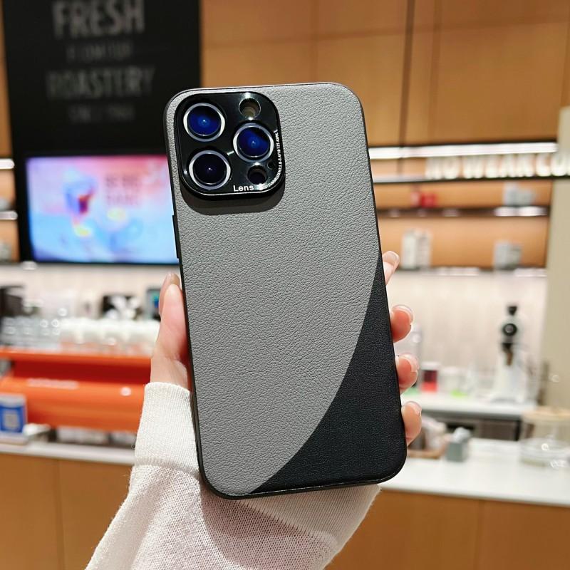 Premium Vegan Leather Phone Case IPhone 14 Pro Max With Dual-Tone Design Shockproof Back Cover