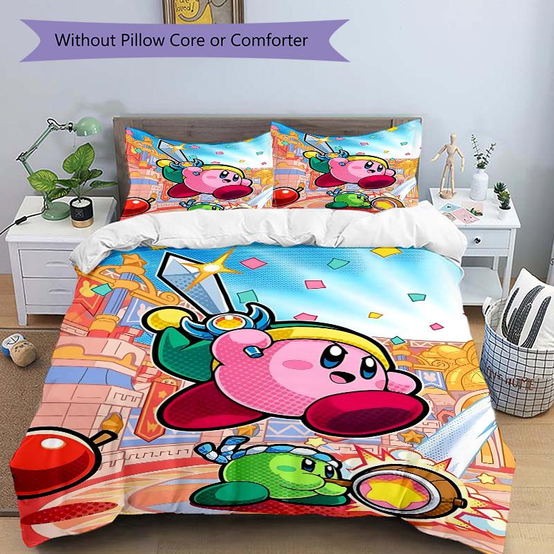 3pcs Bedding Set Kirby Includes 1 Comforter + 2 Pillowcases, Without Pillow Inserts, Soft Comfortable, Lightweight Breathable, Printed Home