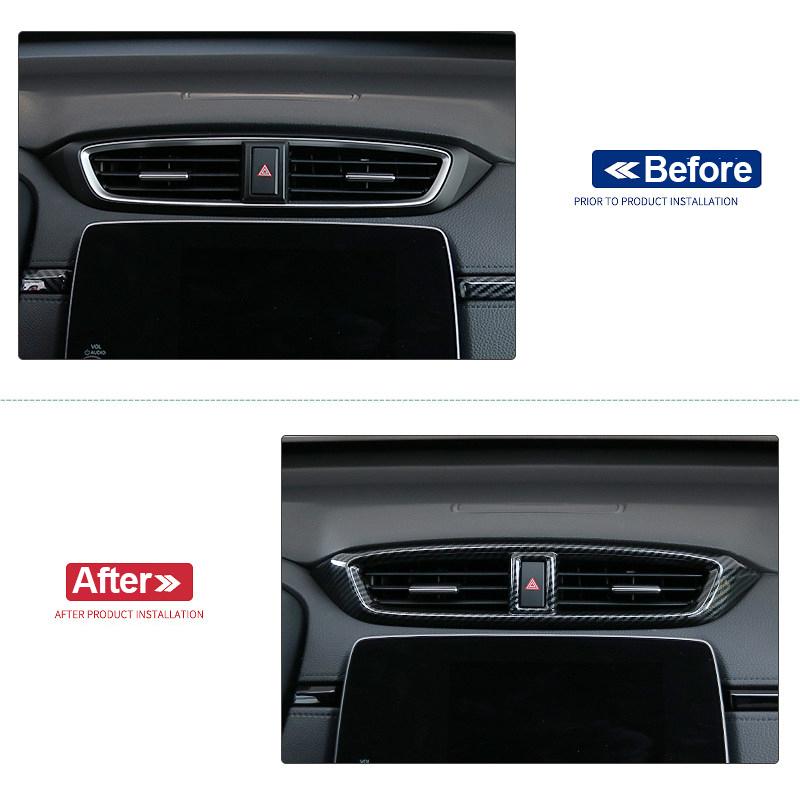 For Honda Crv CR-V 2017-   Car Center Control Air Condition Vent Outlet Frame Cover Trim Strip Sticker Accessories
