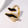 Women's European & American Trendy 18K Gold Drip Oil Titanium Steel Ring, Stylish & Versatile with a French Retro Vibe