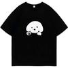 Anime Style Cute Puppy Crew Neck Cotton Loose Style Printed T-Shirts, Suitable for S-3XL Black L