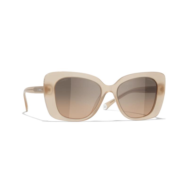 CHANEL Butterfly Temple Side Logo Acetate Butterfly Sunglasses Unisex Couple Style Dark Beige