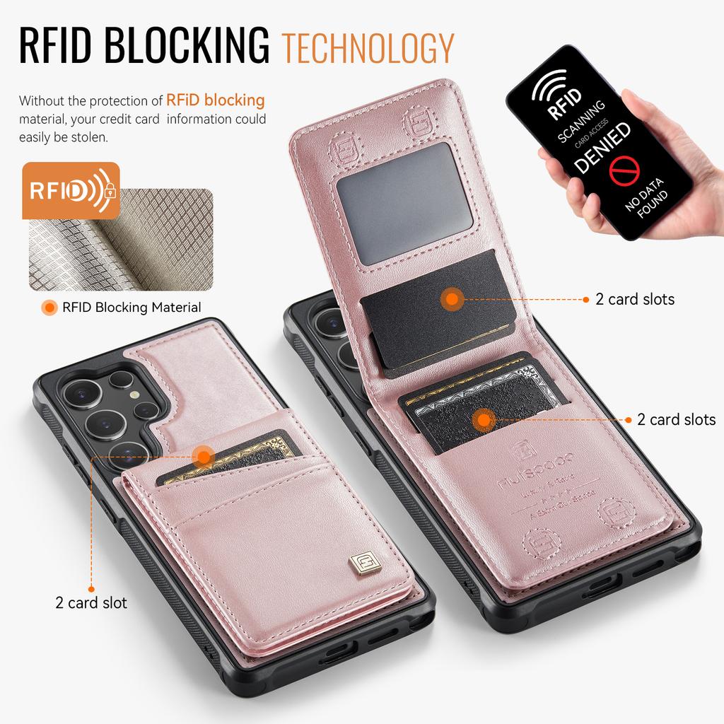 For Samsung Galaxy S25 Ultra Case AUTSPACE A12 Leather Back Cover with Magnetic Detachable Card Bag Kickstand