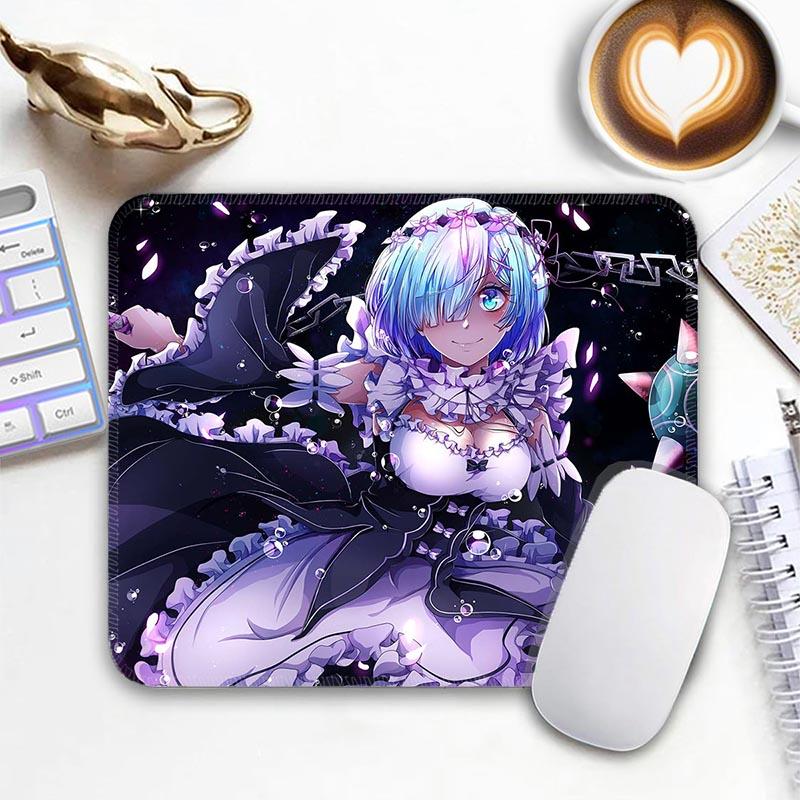 Anime R_Rem R_Re Zero Mouse Pad Small Gaming Mousepad Gamer Non-Slip Edge Standard MousePads PC Compact Stitched Office Mousemat
