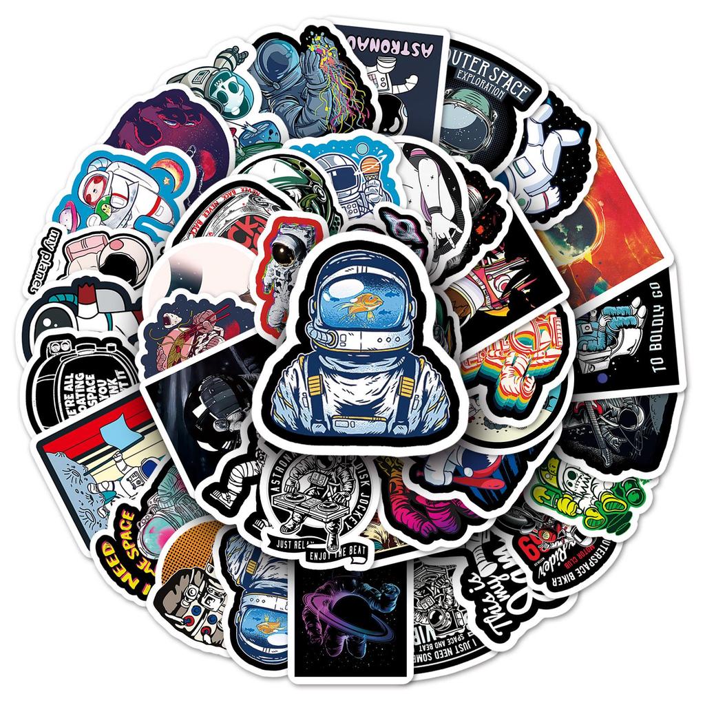 54 Waterproof Cartoon Astronaut Stickers for Laptops, Diaries, Cars, and More
