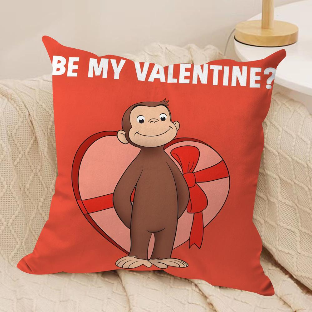 GeorgeThe Curious Monkey Cushion Cover Soft Plush Fabric DoubleSided Printed Sofa Cushion Cover for All Seasons Home Decor Gift