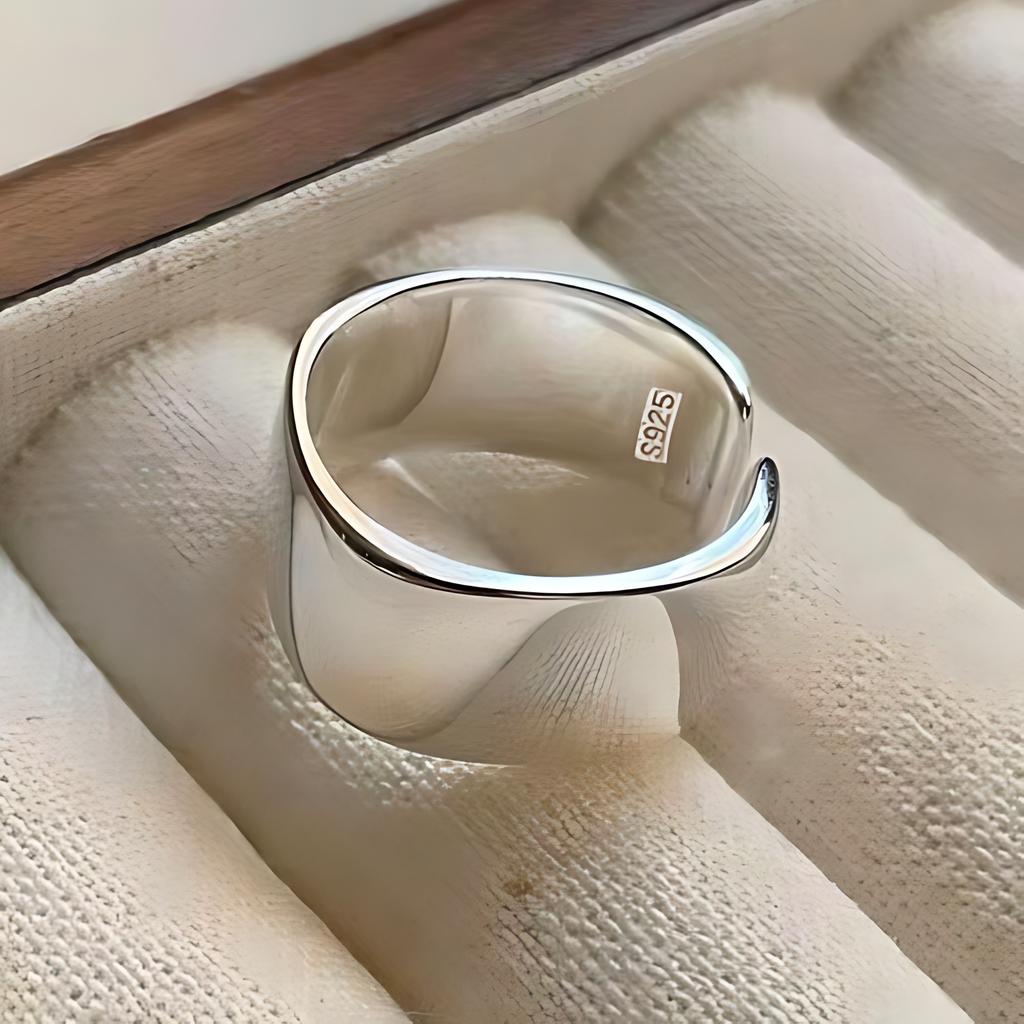 925 Sterling Silver Simple Ring For Women Fine Jewelry Finger Adjustable Open Vintage Smooth Ring For Party Birthday Gift