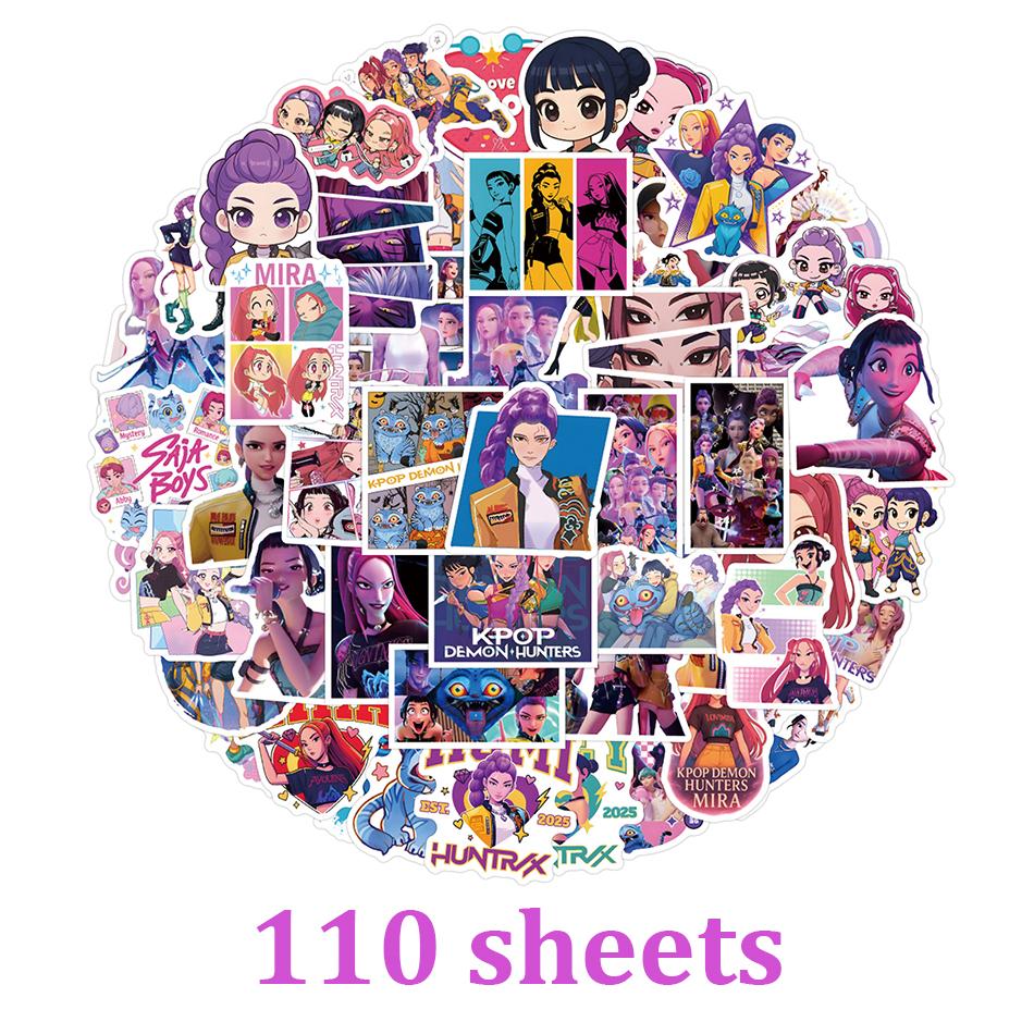 KPop Demon Hunters Creative Stickers Cartoon Characters Rumi Zoey Mira Cute Graffiti Stickers Waterproof Stickers Birthday Gifts