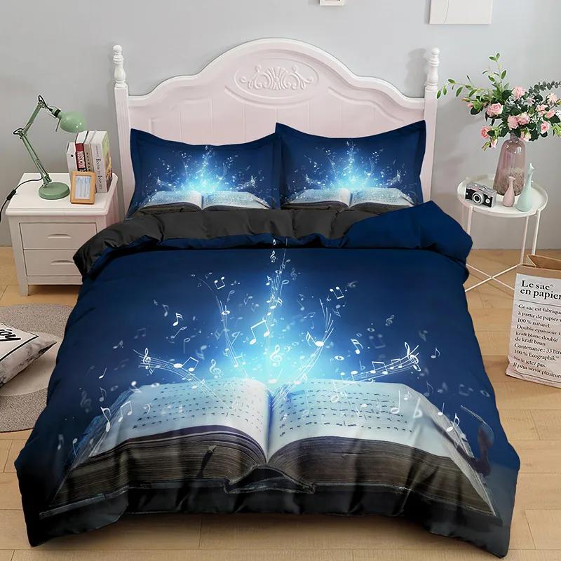 Comforter Magic Pattern King Queen Fairy Theme Bedding Set For Kids Boys Girls Cartoon Fantasy 2/3Pcs Polyester