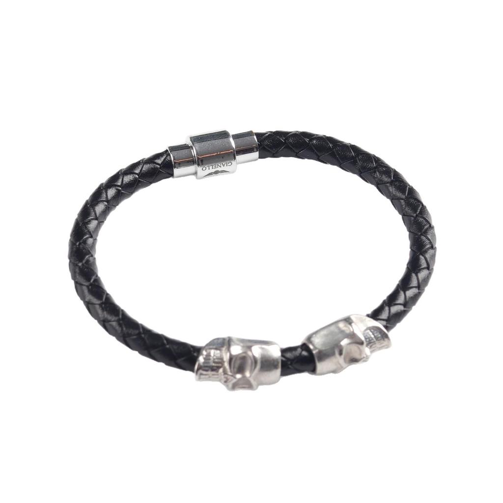 New European American Men's Cowhide Skull Bracelet - Punk Style