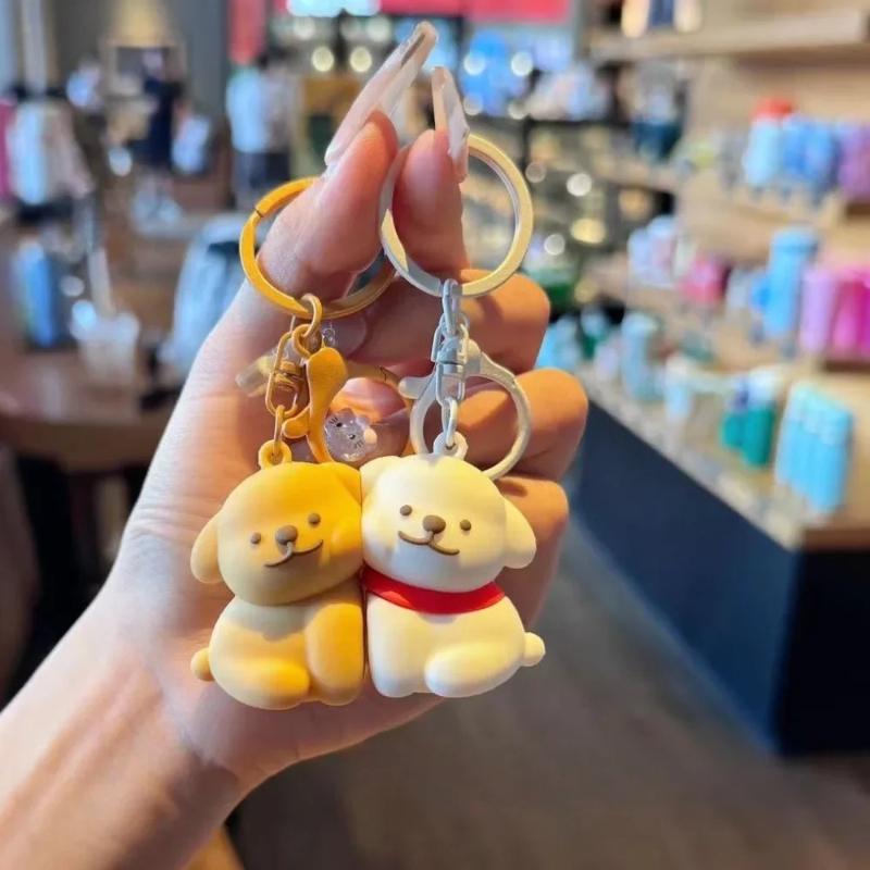 Llaveros Magnéticos de Pareja de Perros Lindos, Par, Colgante Creativo a Juego para Decoración de Mochila y Bolso, Dulce Regalo para Amantes y Amigos