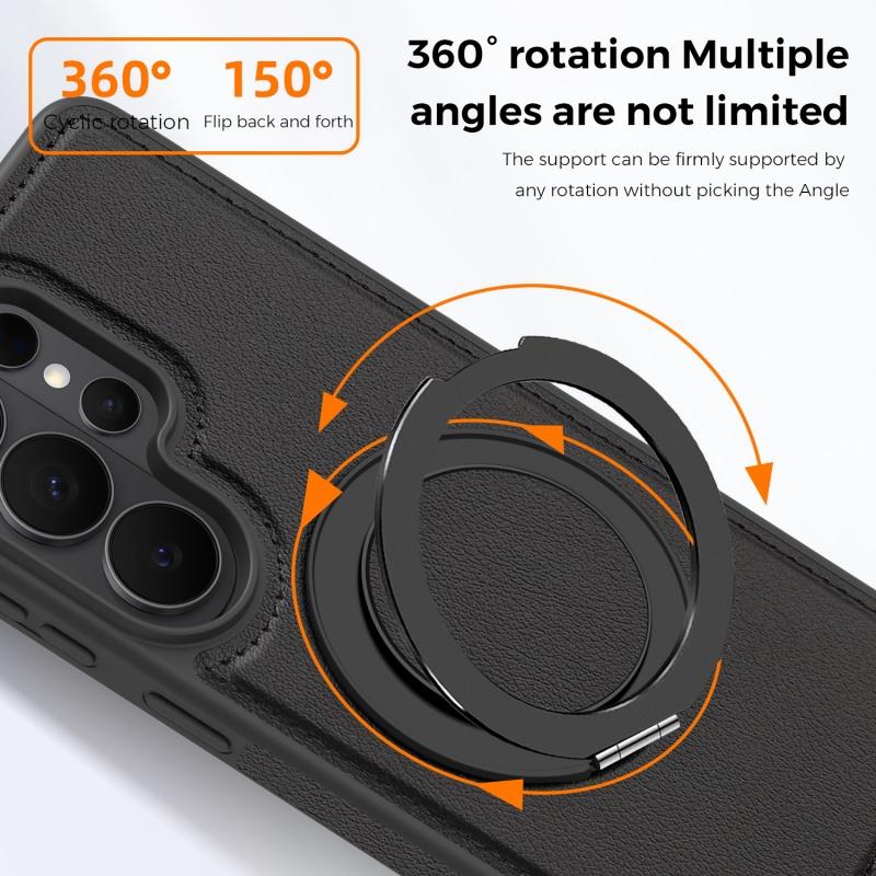Shockproof Magnetic Leather Phone Case For Samsung Galaxy S26 Plus Ultra Invisible Fold Magsafe 360° Rotating Bracket Cover