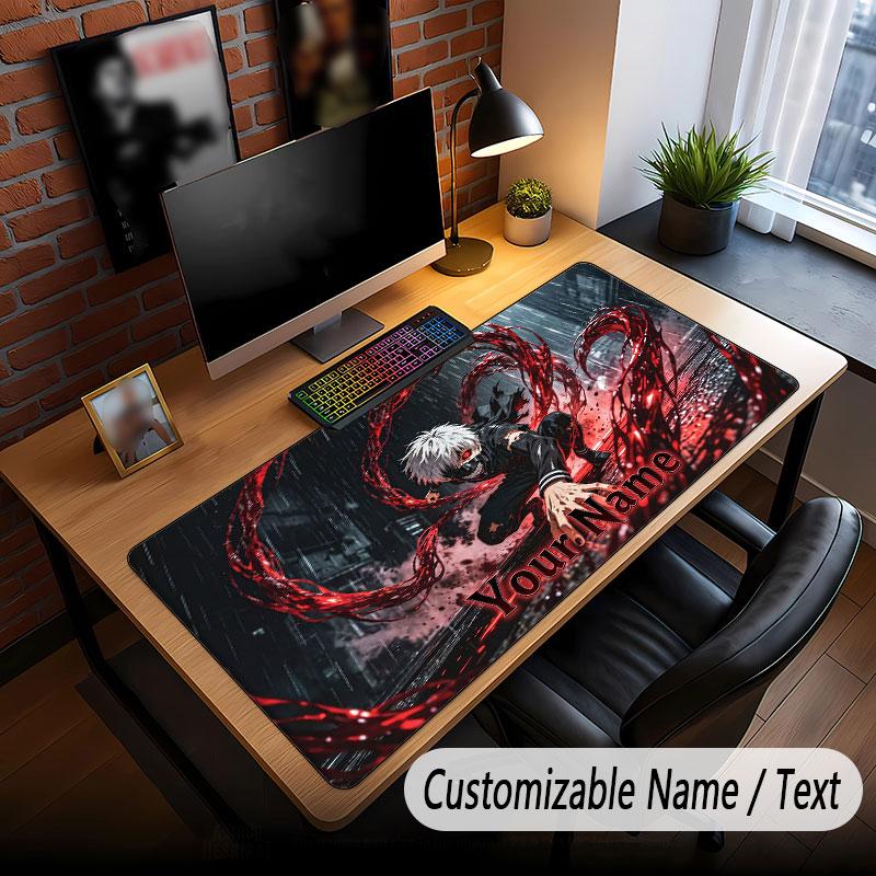 Custom Name Extended Mouse Pad,Tokyo Ghoul Gaming Desk Mat For Home Office Desktop Decor