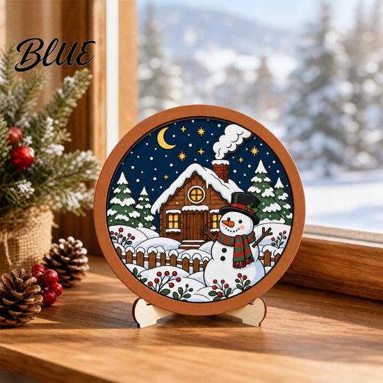 Educational Art Supplies Christmas Ornament DIY Coloring Kit Wooden Kit with Stand Paint Parent Child Craft Activities Strip And Brushes,