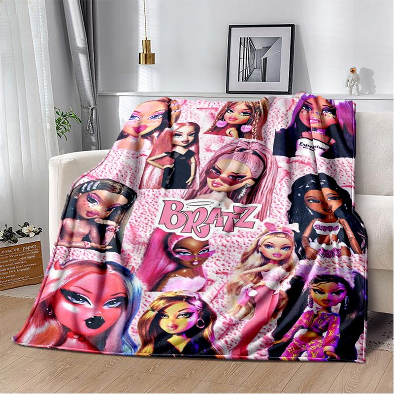 Bratz Cartoon 3D Printed Girls Blanket,Flannel Soft Throw Blanket for Home Bedroom Bed Sofa Picnic Office Hiking Cover Kids Gift