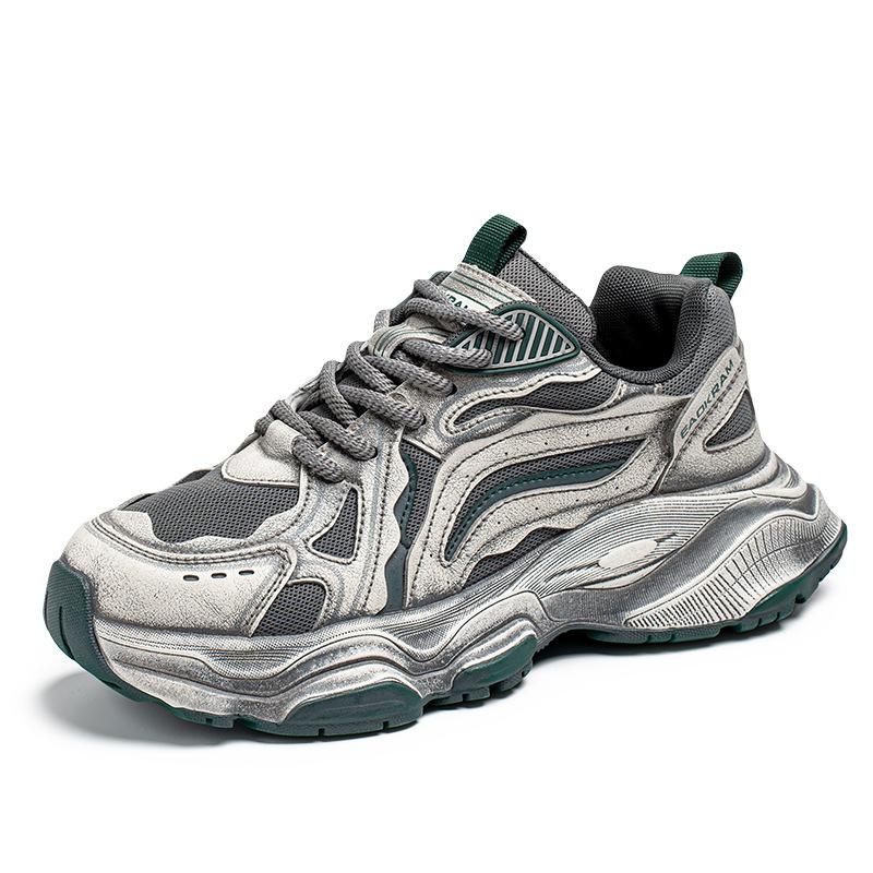 

Hong Kong style dad shoes men s spring and autumn trend mesh casual thick sole heightening old polished sports shoes men s shoes 44