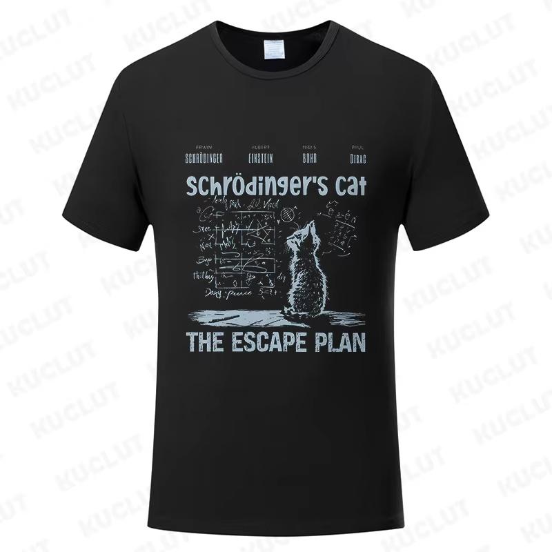 The Escape Plan Cat T-Shirt Men Funny Cat Graphic Tee Geeky Nerd Harajuku Streetwear Japanese Anime Cartoon Unisex Summer Top 4XL