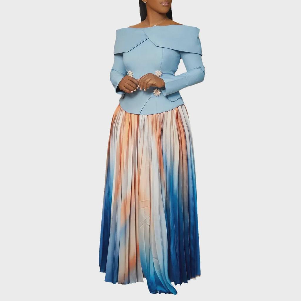 2024 Elegantes One-Shoulder-Top und langer Rock-Set: Europäischer und amerikanischer Modestil.