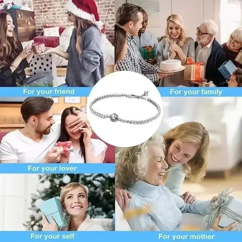 Bransoletka tenisowa ze srebra 925 Oryginalny design Wykwintne koraliki DIY Modna biżuteria Prezenty dla kobiet Luksusowy charms