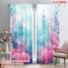 2pcs,2D Plane Printing Pattern Curtains Coral Dreamscape Polyester Woven (without Rod) Decorations Inside Ldeal for Home &