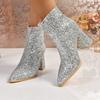 Fashion Women Boots 2025 New Fashion Sequins Round Toe Ankle Boots Women Autumn Winter Party Chunky Heels Shoes for Women Botas De Mujer