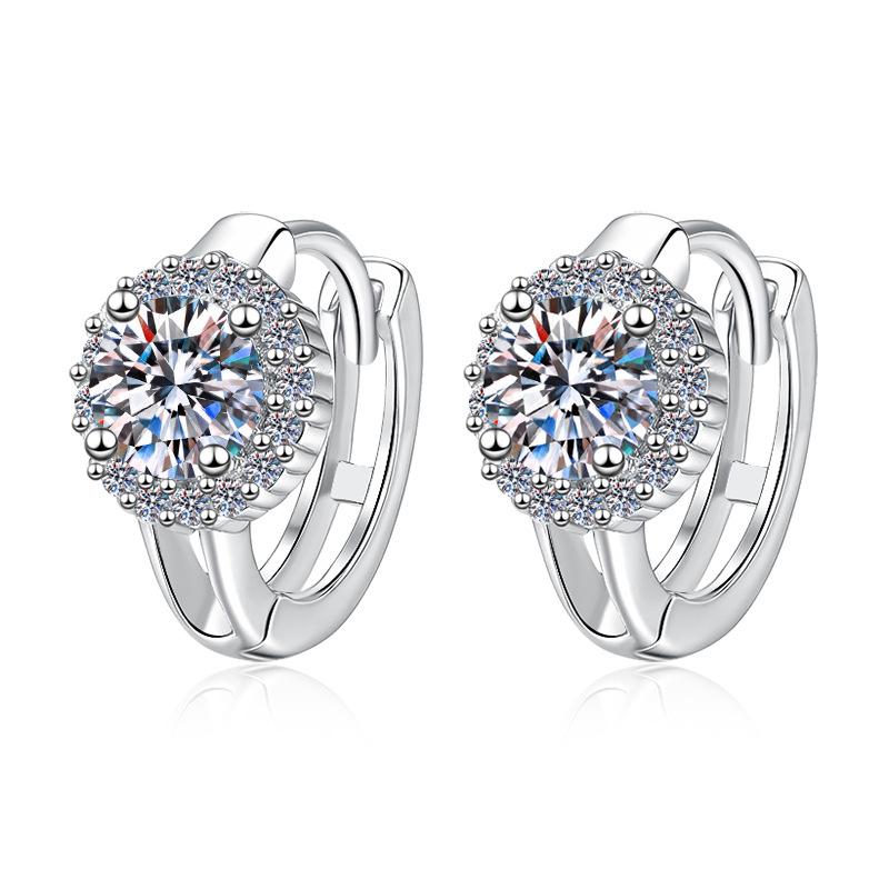 S925 Sterling Silver 0.5Ct/1Ct VVs1 Moissanite Diamond Huggie Hoop Earring Fine Jewelry Women Fashion
